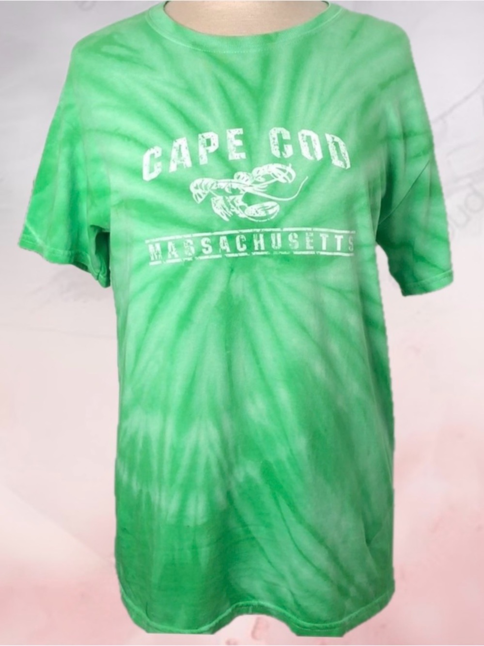 Vintage CAPE COD Massachusetts Tourist Souvenir Tie Dye Double Stitch T-Shirt